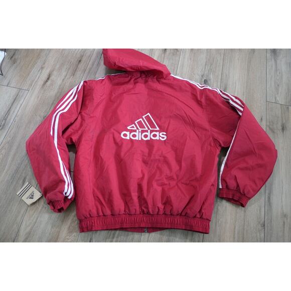 NWT Vintage 90s ADIDAS Boundry Ruby Red Men's Large Jacket w/Hood